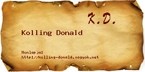 Kolling Donald névjegykártya